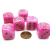 Dice>Vortex 20mm Big D6 Chessex Dice, 6 Pieces - Pink with Gold Pips - Your Source for Gaming Essentials