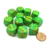 Dice-Vortex 16mm D6 Chessex Dice Block (12 Dice) - Slime with Yellow Numbers - Your Source for Gaming Essentials