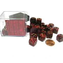Dice-Vortex 12mm D6 Chessex Dice Block (36 Dice) - Burgundy with Gold Pips - Your Source for Gaming Essentials