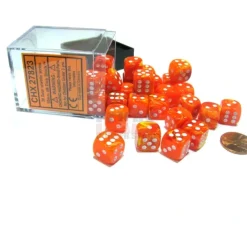 Dice-Vortex 12mm D6 Chessex Dice Block (36 Dice) - Solar with White Pips - Your Source for Gaming Essentials