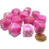 Dice-Vortex 16mm D6 Chessex Dice Block (12 Dice) - Pink with Gold Pips - Your Source for Gaming Essentials