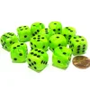 Dice-Vortex 16mm D6 Chessex Dice Block (12 Dice) - Bright Green with Black Pips - Your Source for Gaming Essentials