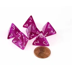 Dice-Vortex 18mm D4 Chessex Dice, 6 Pieces - Violet with White Numbers - Your Source for Gaming Essentials
