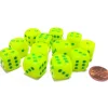 Dice-Vortex 16mm D6 Chessex Dice Block (12 Dice) - Bright Electric Yellow with Green - Your Source for Gaming Essentials
