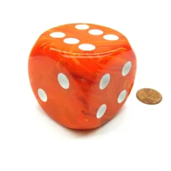 Dice-Vortex 50mm Huge Large D6 Chessex Dice, 1 Piece - Solar with White Pips - Your Source for Gaming Essentials