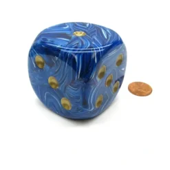 Dice-Vortex 50mm Huge Large D6 Chessex Dice, 1 Piece - Blue with Gold Pips - Your Source for Gaming Essentials