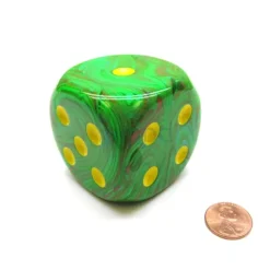 Dice-Vortex 50mm Huge Large D6 Chessex Dice, 1 Piece - Slime with Yellow Pips - Your Source for Gaming Essentials