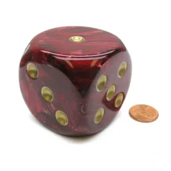 Dice-Vortex 50mm Huge Large D6 Chessex Dice, 1 Piece - Burgundy with Gold Pips - Your Source for Gaming Essentials