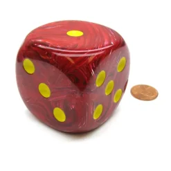 Dice-Vortex 50mm Huge Large D6 Chessex Dice, 1 Piece - Red with Yellow Pips - Your Source for Gaming Essentials