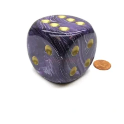 Dice-Vortex 50mm Huge Large D6 Chessex Dice, 1 Piece - Purple with Gold Pips - Your Source for Gaming Essentials