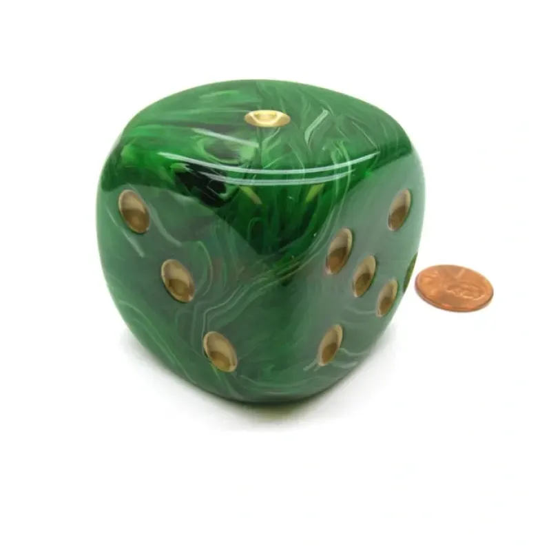 Dice-Vortex 50mm Huge Large D6 Chessex Dice, 1 Piece - Green with Gold Pips - Your Source for Gaming Essentials