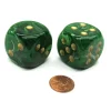 Dice-Vortex 30mm Large D6 Chessex Dice, 2 Pieces - Green with Gold Pips - Your Source for Gaming Essentials