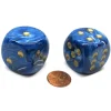 Dice>Vortex 30mm Large D6 Chessex Dice, 2 Pieces - Blue with Gold Pips - Your Source for Gaming Essentials