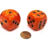 Dice-Vortex 30mm Large D6 Chessex Dice, 2 Pieces - Orange with Black Pips - Your Source for Gaming Essentials