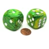 Dice-Vortex 30mm Large D6 Chessex Dice, 2 Pieces - Dandelion with White Pips - Your Source for Gaming Essentials