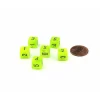 Dice>Vortex 9mm Mini 6 Sided D6 Dice, 6 Pieces - Bright Green with Black Numbers - Your Source for Gaming Essentials