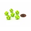 Dice-Vortex 12mm Mini 20 Sided D20 Dice, 6 Pieces - Bright Green with Black Numbers - Your Source for Gaming Essentials