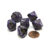Dice>Vortex 16mm Tens D10 (00-90) Chessex Dice, 6 Pieces - Purple with Gold Numbers - Your Source for Gaming Essentials