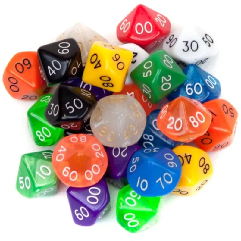 Dice-Wiz Dice 25 Pack of Random D10 Tens (00) Polyhedral Dice in Multiple Colors - Your Source for Gaming Essentials