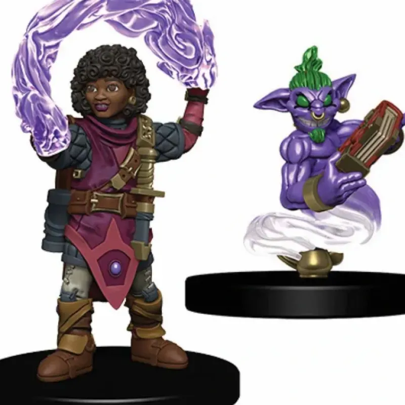 Tabletop Miniatures-WizKids Wardlings Painted Miniatures: (W2) Girl Wizard & Genie - Your Source for Gaming Essentials