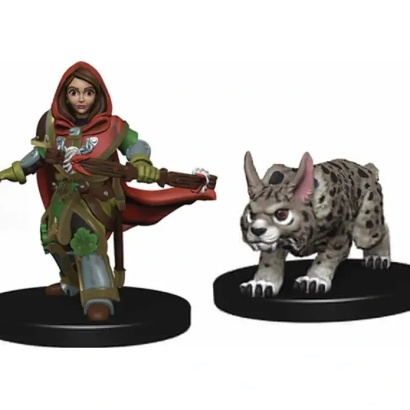Tabletop Miniatures-WizKids Wardlings Painted Miniatures: (W2) Girl Ranger & Lynx - Your Source for Gaming Essentials